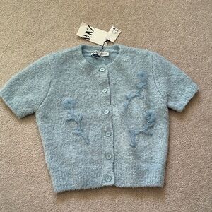 Zara Light Blue Textured Cardigan
